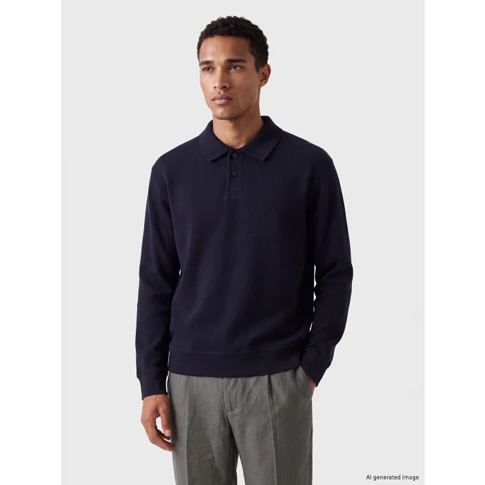 LCW Vision Lacivert Polo Yaka Erkek Sweatshirt