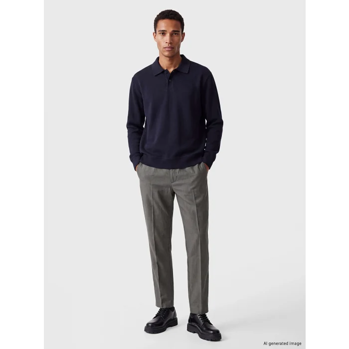 LCW Vision Lacivert Polo Yaka Erkek Sweatshirt