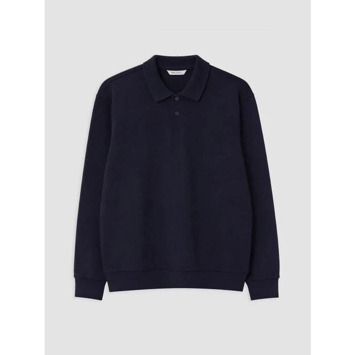 LCW Vision Lacivert Polo Yaka Erkek Sweatshirt