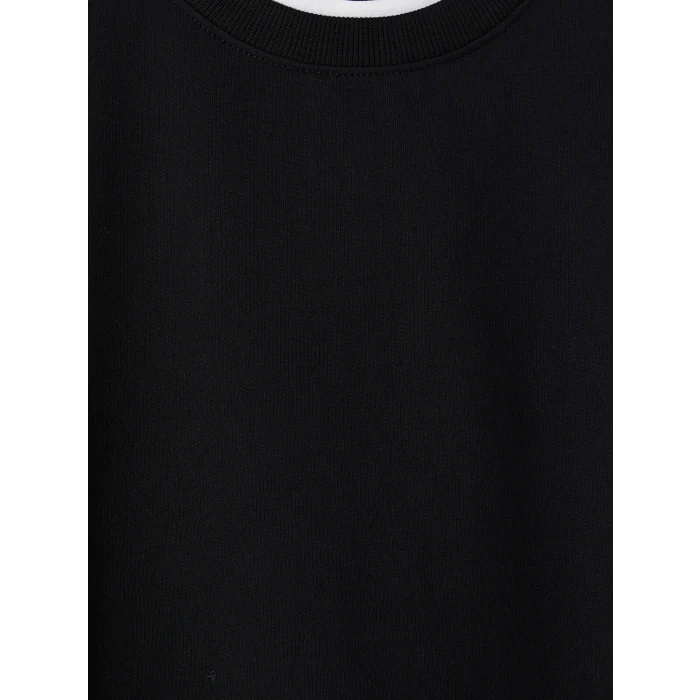 XSIDE Siyah Bisiklet Yaka Erkek Sweatshirt