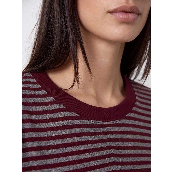 LCW EVERYDAY Bordo Bisiklet Yaka Çizgili Kadın Body