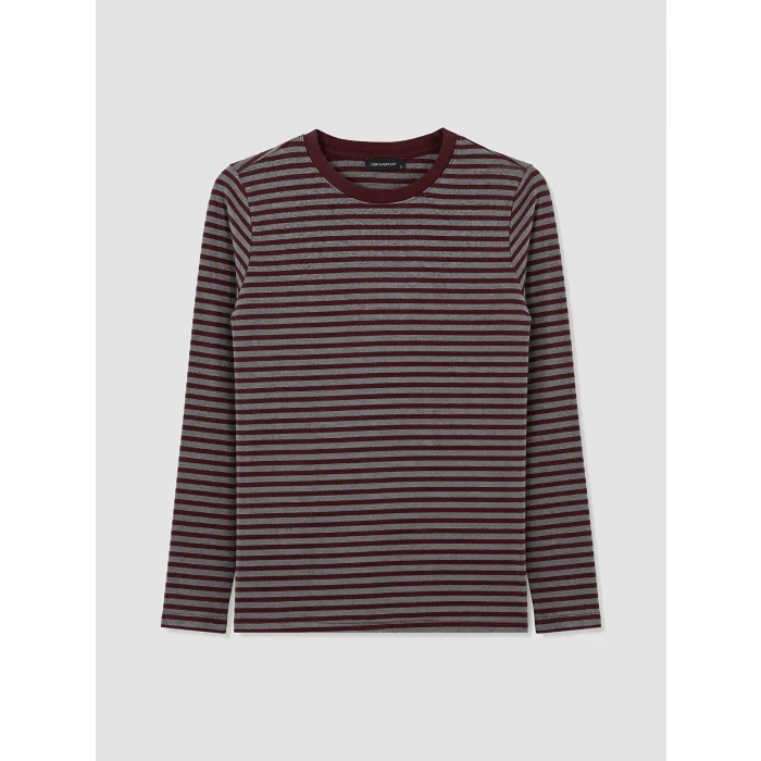 LCW EVERYDAY Bordo Bisiklet Yaka Çizgili Kadın Body