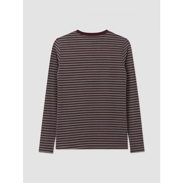 LCW EVERYDAY Bordo Bisiklet Yaka Çizgili Kadın Body