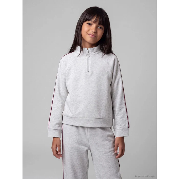 LCW Kids Gri Dik Yaka Kız Çocuk Kalın Eşofman Takım