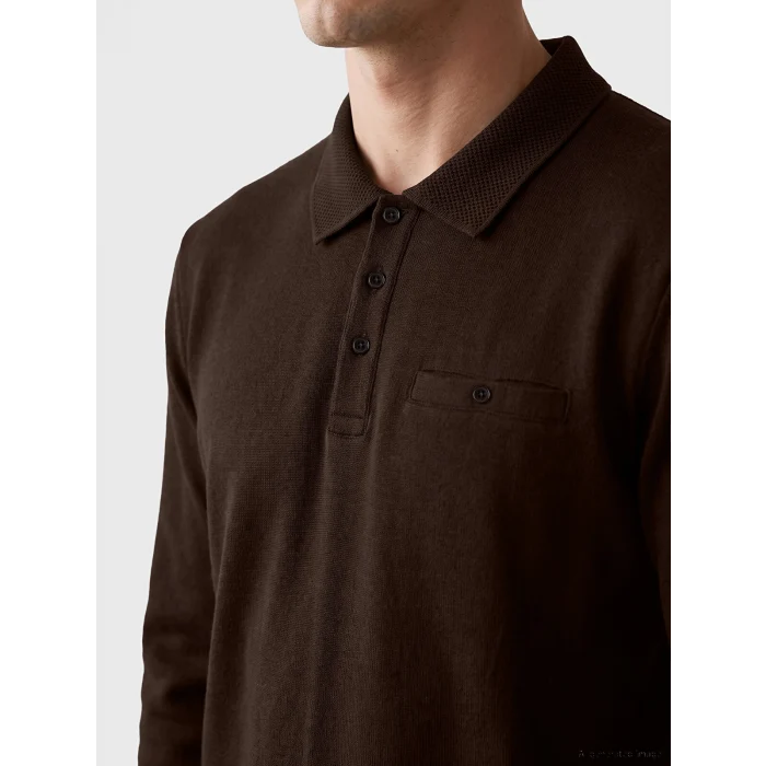 LCWAIKIKI Classic Kahverengi Polo Yaka Erkek Sweatshirt