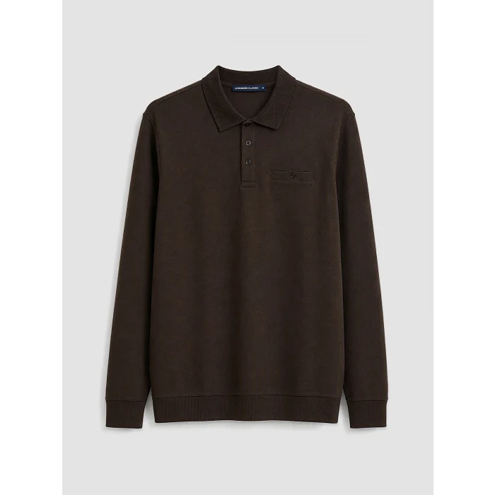 LCWAIKIKI Classic Kahverengi Polo Yaka Erkek Sweatshirt