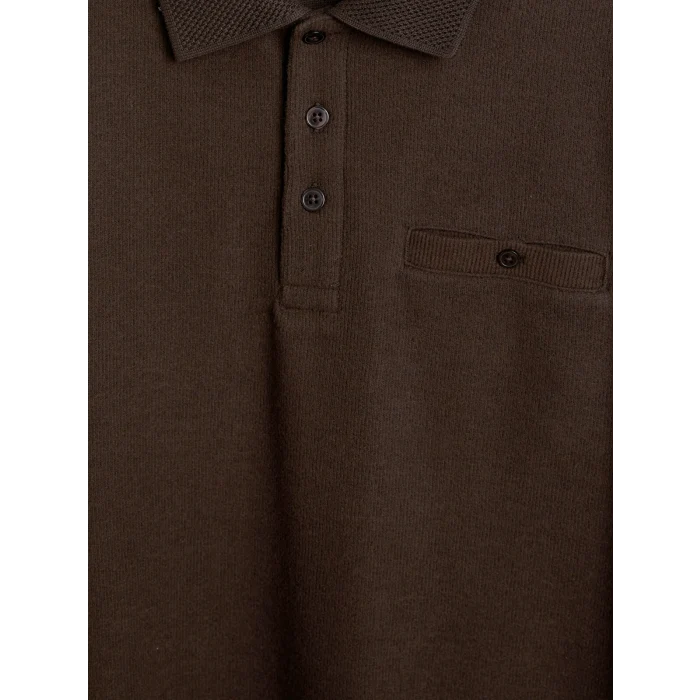 LCWAIKIKI Classic Kahverengi Polo Yaka Erkek Sweatshirt
