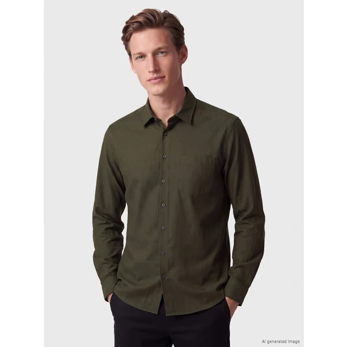 SOUTHBLUE Haki Regular Fit Gabardin Erkek Gömlek