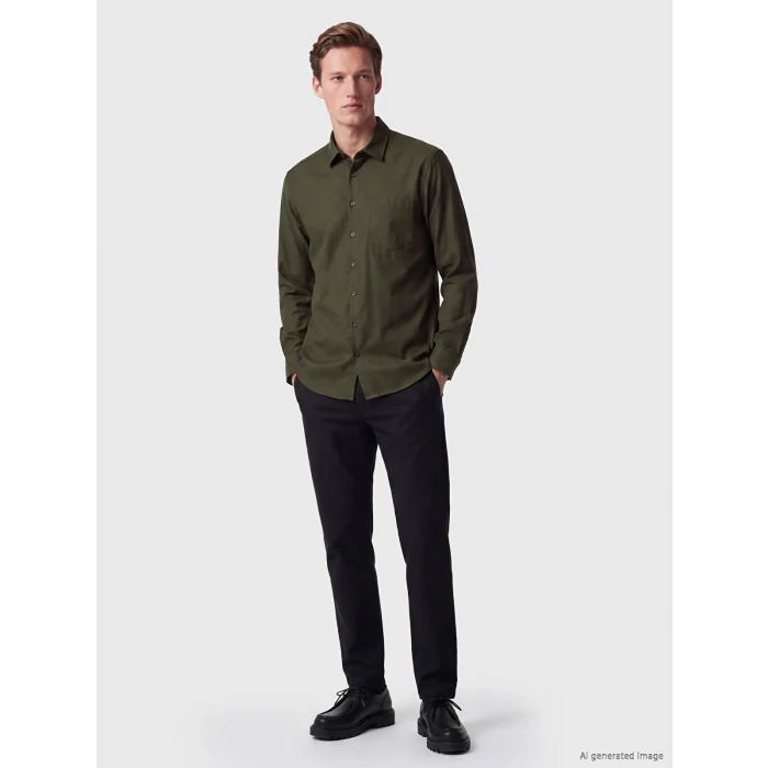 SOUTHBLUE Haki Regular Fit Gabardin Erkek Gömlek
