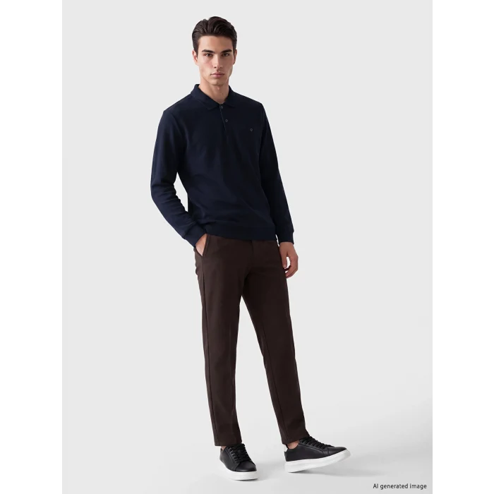 LCWAIKIKI Classic Lacivert Polo Yaka Erkek Sweatshirt