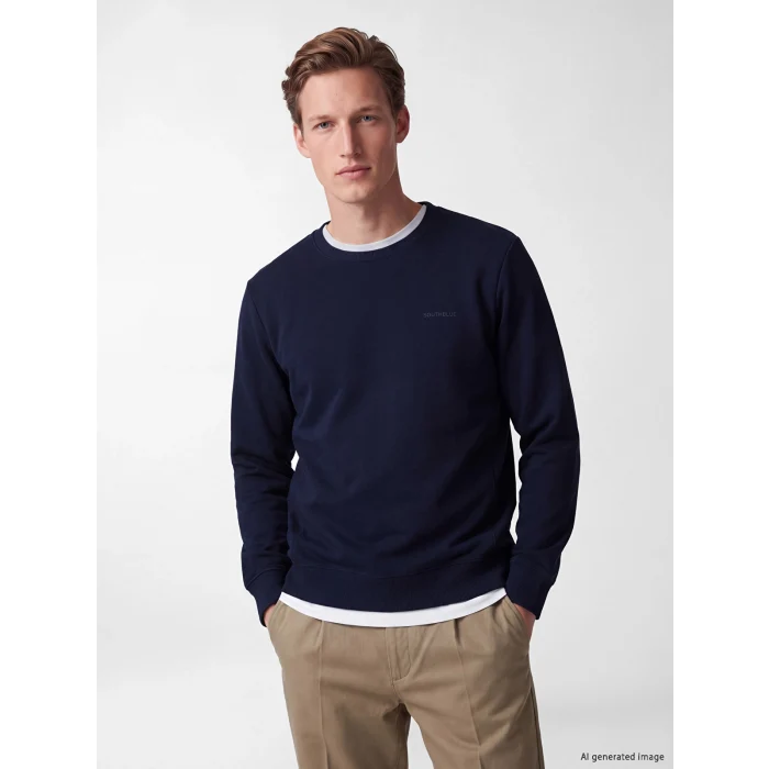 SOUTHBLUE Lacivert Bisiklet Yaka Erkek Sweatshirt