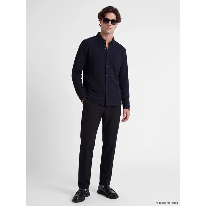 LCW Vision Lacivert Slim Fit Dokulu Erkek Gömlek