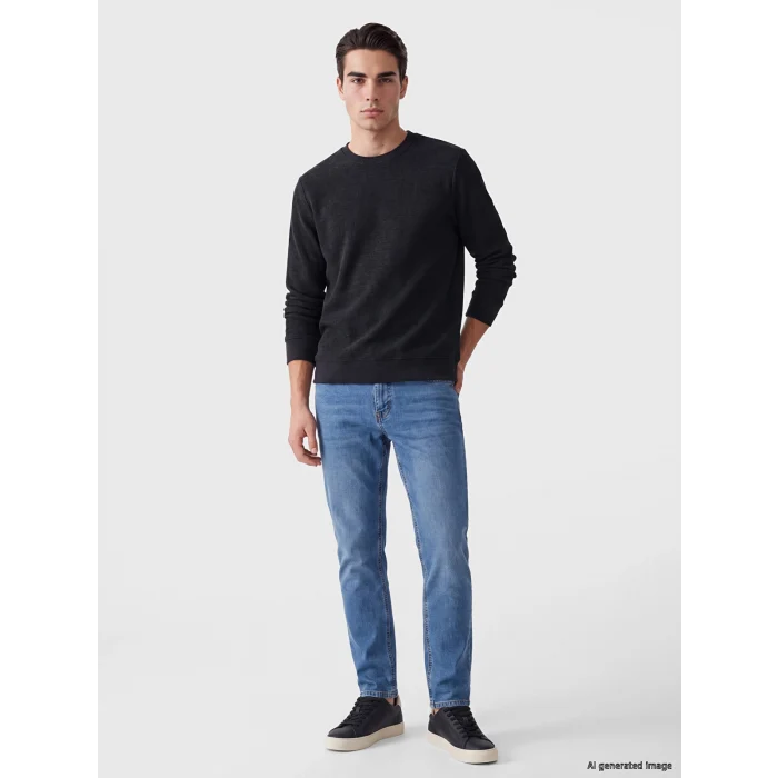 LCWAIKIKI Classic Antrasit Bisiklet Yaka Erkek Sweatshirt