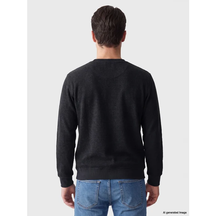 LCWAIKIKI Classic Antrasit Bisiklet Yaka Erkek Sweatshirt