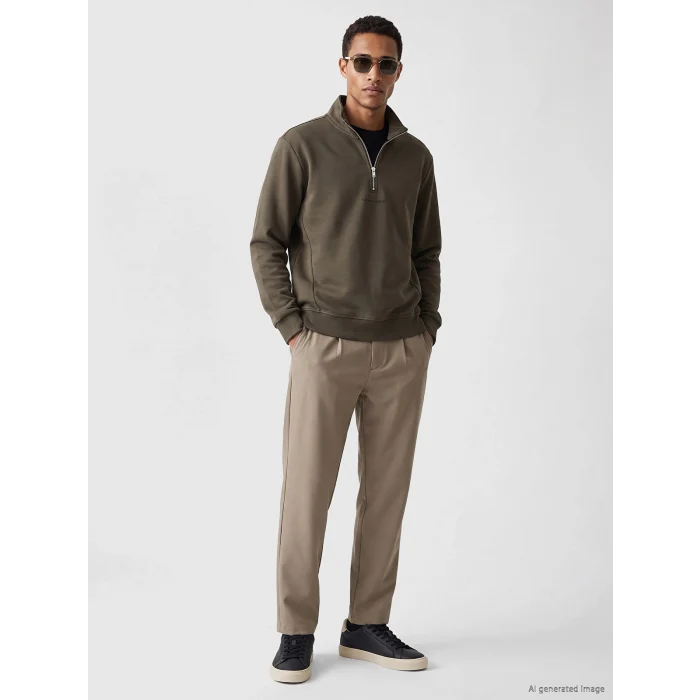 LCW Vision Kahverengi Dik Yaka Baskılı Erkek Kalın Sweatshirt