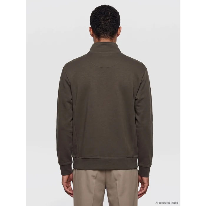 LCW Vision Kahverengi Dik Yaka Baskılı Erkek Kalın Sweatshirt