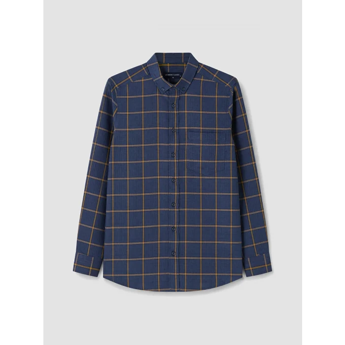 LCWAIKIKI Classic Sarı Regular Fit Ekose Erkek Gömlek