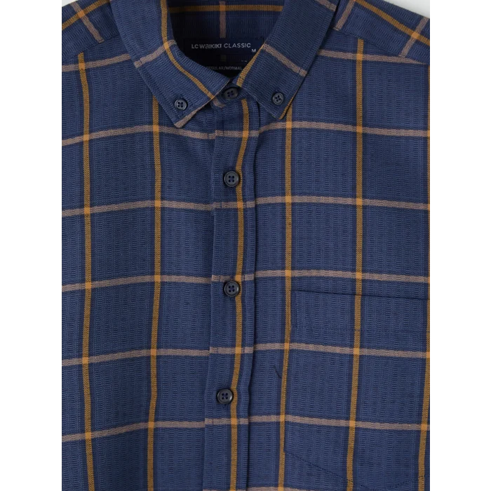 LCWAIKIKI Classic Sarı Regular Fit Ekose Erkek Gömlek