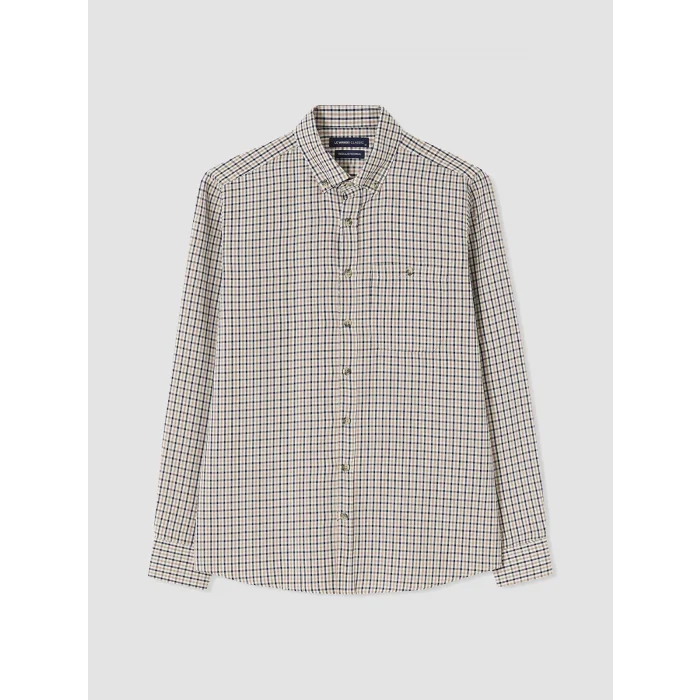 LCWAIKIKI Classic Bej Regular Fit Ekose Gabardin Erkek Gömlek