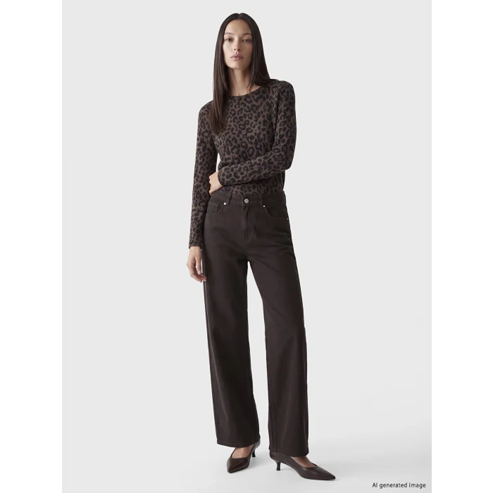 LCW EVERYDAY Kahverengi Leopar Desenli Kadın Body