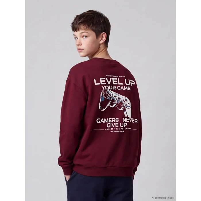 LCW Kids Bordo Bisiklet Yaka Erkek Çocuk Tişört