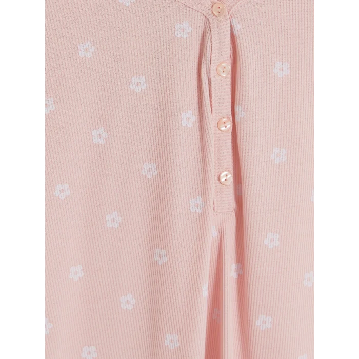 LCW Young Pembe V Yaka Çiçekli Kadın Pijama Takım