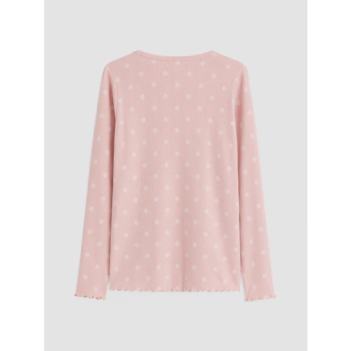 LCW Young Pembe V Yaka Çiçekli Kadın Pijama Takım