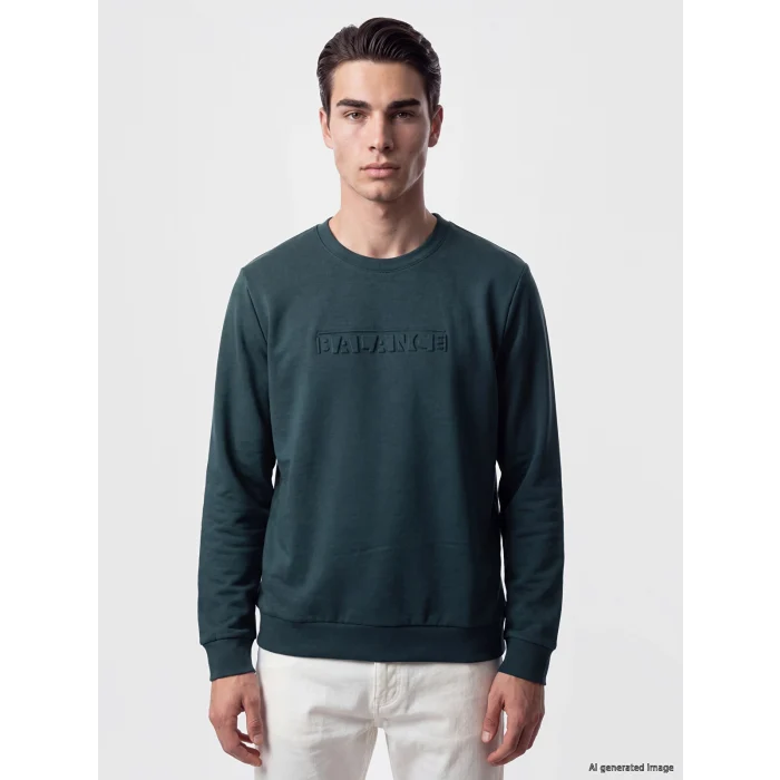 LCWAIKIKI Classic Petrol Bisiklet Yaka Kabartma Baskılı Erkek Sweatshirt
