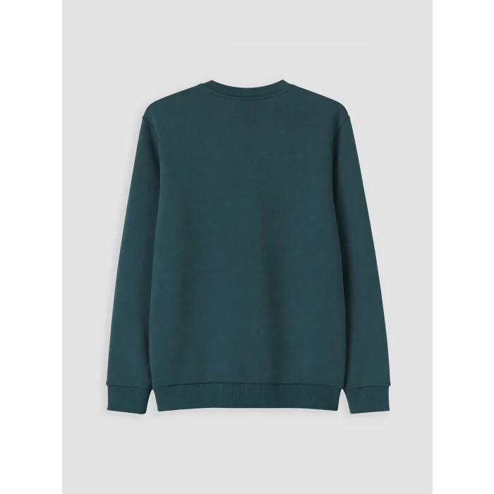 LCWAIKIKI Classic Petrol Bisiklet Yaka Kabartma Baskılı Erkek Sweatshirt