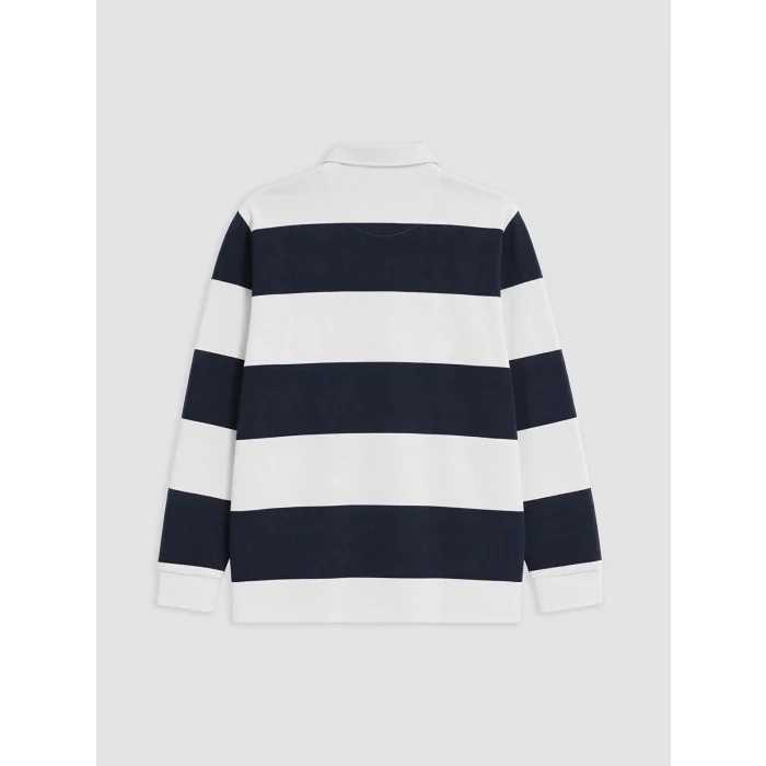 LCW Vision Lacivert Polo Yaka Çizgili Erkek Sweatshirt