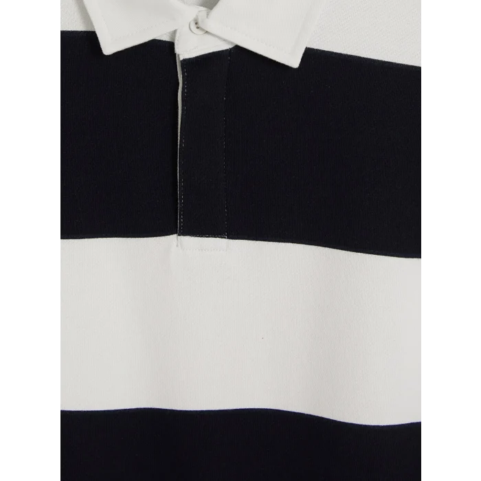 LCW Vision Lacivert Polo Yaka Çizgili Erkek Sweatshirt