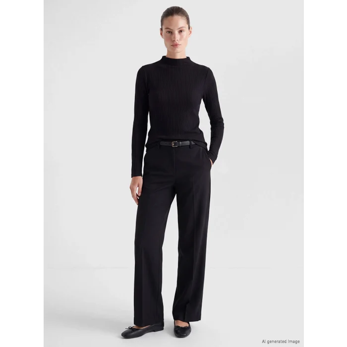 LCW EVERYDAY Siyah Dik Yaka Kadın Fitilli Body