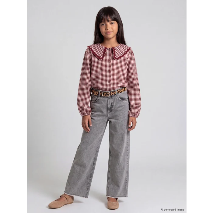 LCW Kids Karışık Wideleg Kız Çocuk Kemerli Jean Pantolon