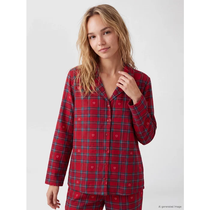 LCW DREAM Kırmızı Ekose Kadın Pijama Takım
