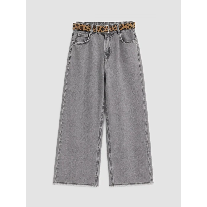 LCW Kids Karışık Wideleg Kız Çocuk Kemerli Jean Pantolon
