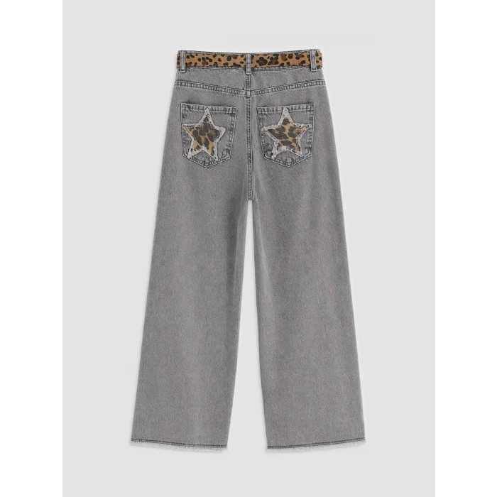 LCW Kids Karışık Wideleg Kız Çocuk Kemerli Jean Pantolon