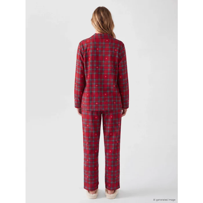 LCW DREAM Kırmızı Ekose Kadın Pijama Takım