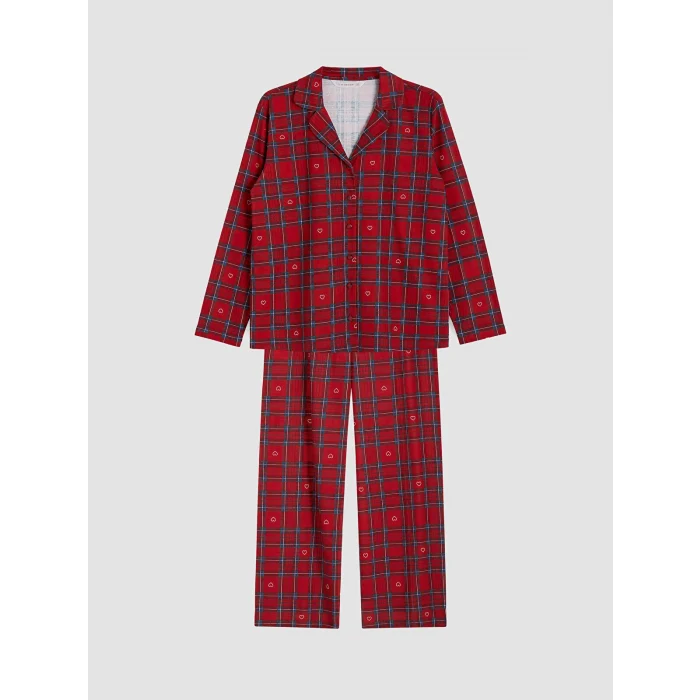 LCW DREAM Kırmızı Ekose Kadın Pijama Takım