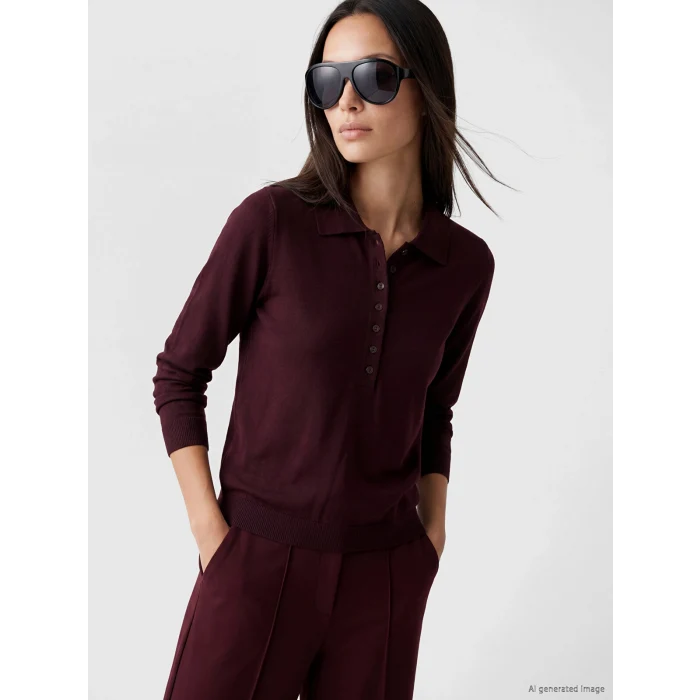 LCW EVERYDAY Bordo Polo Yaka Kadın Triko Kazak