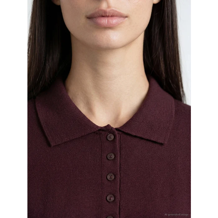LCW EVERYDAY Bordo Polo Yaka Kadın Triko Kazak