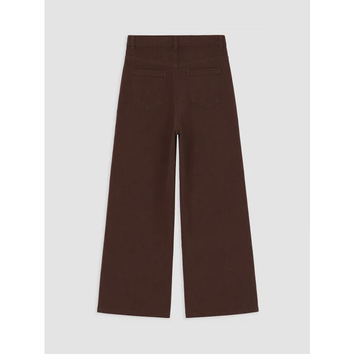 LCW Kids Kahverengi Kız Çocuk Çiçekli Gabardin Pantolon