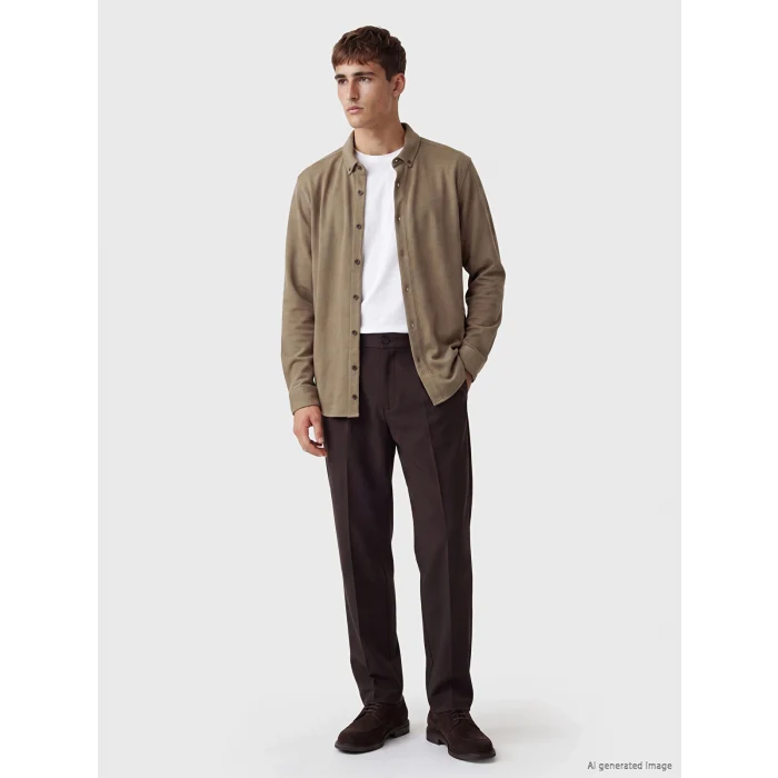 LCW Vision Kahverengi Slim Fit Erkek Gömlek