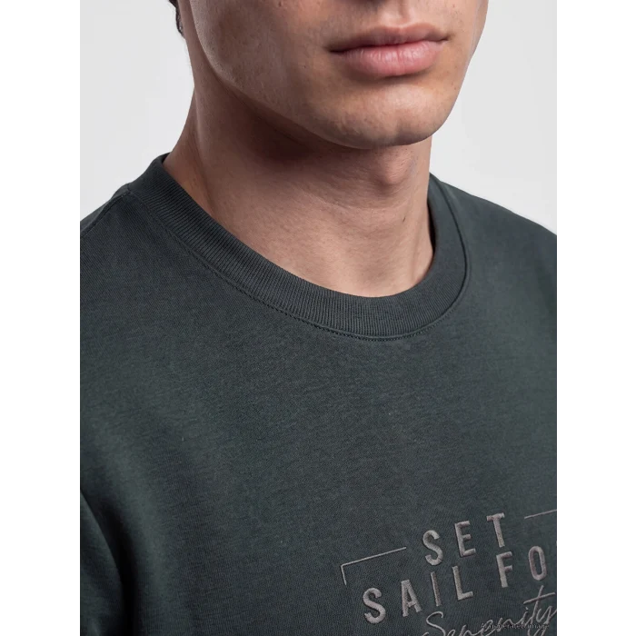 LCWAIKIKI Classic Haki Bisiklet Yaka Baskılı Erkek Sweatshirt