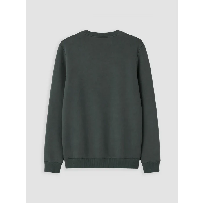 LCWAIKIKI Classic Haki Bisiklet Yaka Baskılı Erkek Sweatshirt