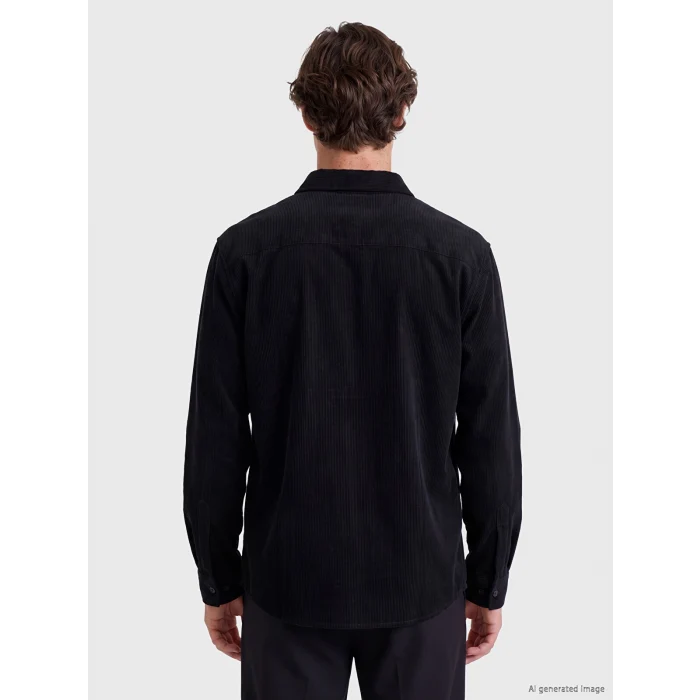 LCW Vision Siyah Slim Fit Dokulu Erkek Gömlek