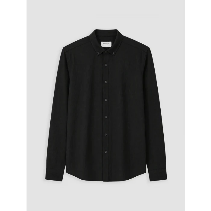 LCW Vision Siyah Slim Fit Dokulu Erkek Gömlek