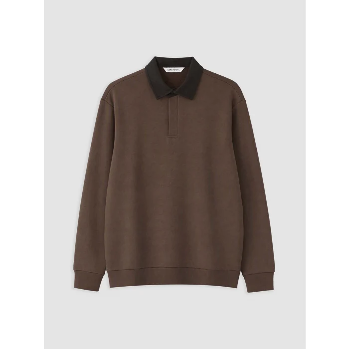 LCW Vision Kahverengi Polo Yaka Erkek Sweatshirt