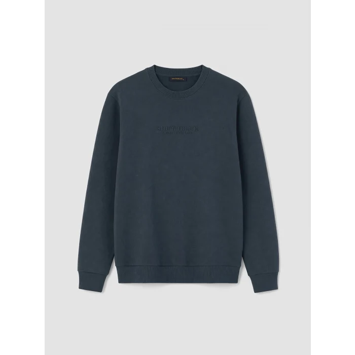 SOUTHBLUE Lacivert Bisiklet Yaka Nakışlı Erkek Kalın Sweatshirt