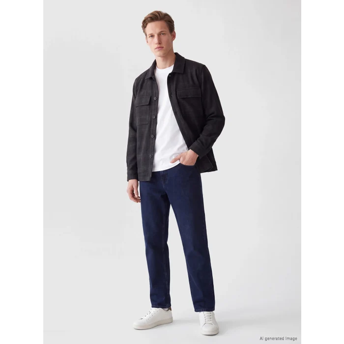 SOUTHBLUE Siyah Regular Fit Ekose Erkek Gömlek Ceket