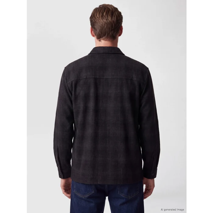 SOUTHBLUE Siyah Regular Fit Ekose Erkek Gömlek Ceket